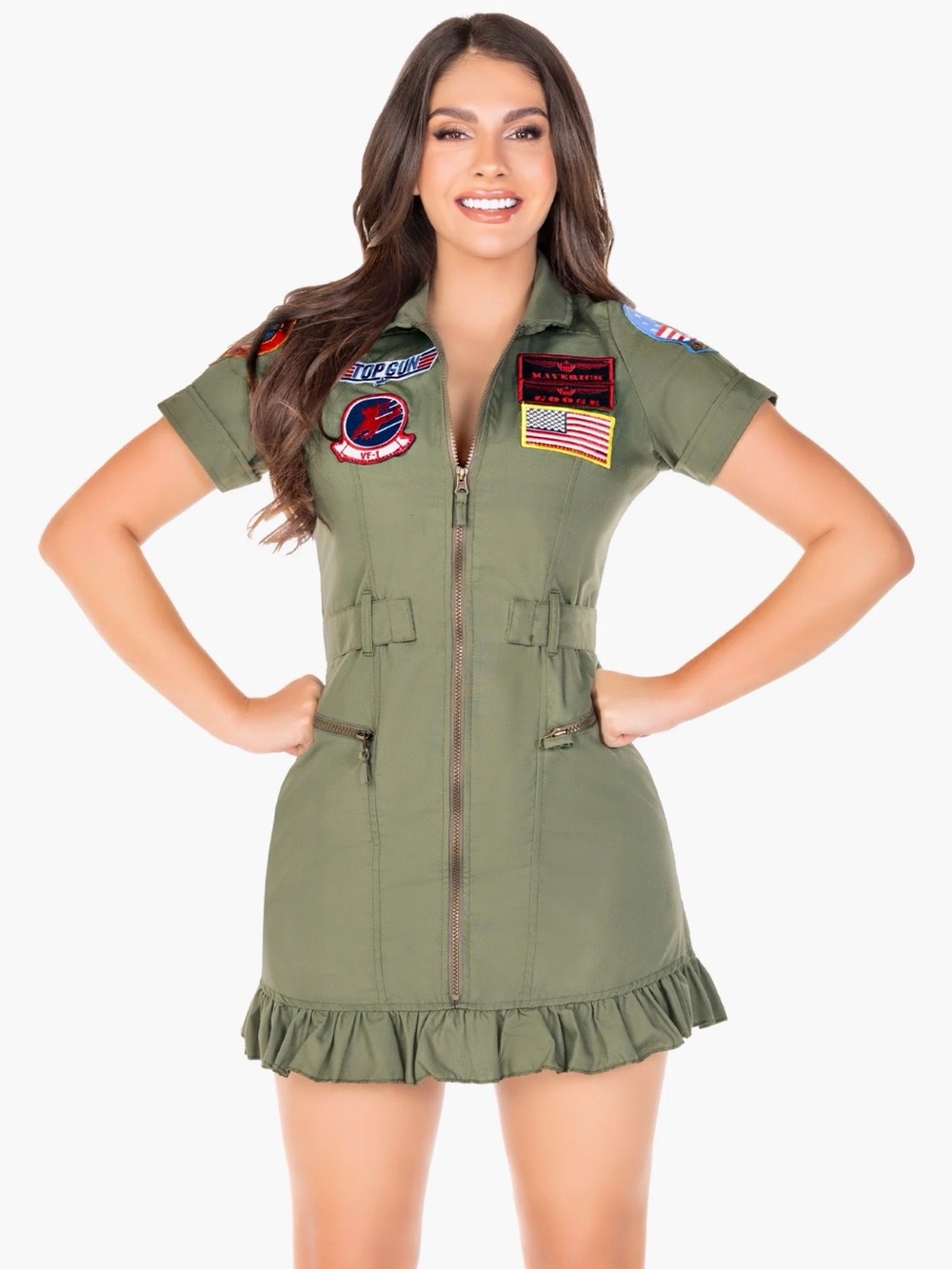 🇺🇸🫡Women’s Top Gun Costume Flight Dress Leg Avenue - Picture 12 of 13